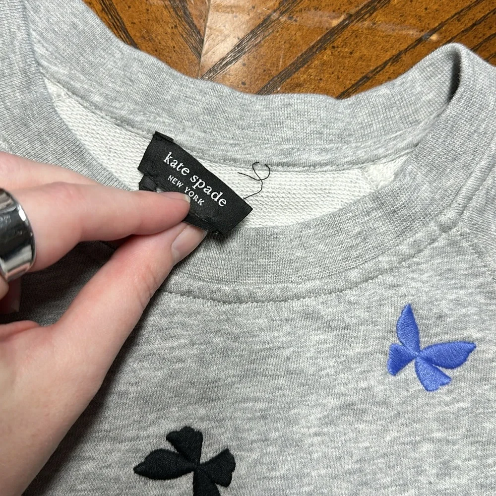 Kate Spade Embroidered Butterfly Short Sleeve Crew Shirt